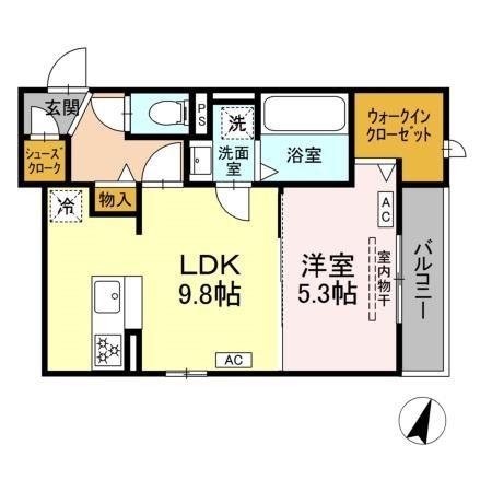 (仮称)D-ROOM二之宮 202号室 間取り
