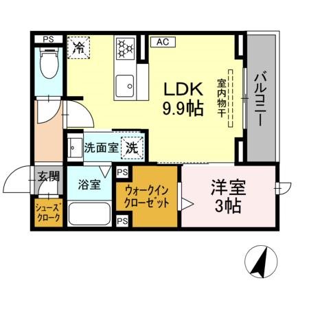 (仮称)D-ROOM二之宮 301号室 間取り