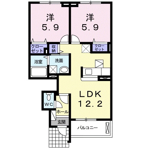 ローズヒルズ 102号室 間取り