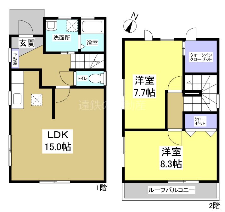 内野台4丁目テラスハウス W号室 間取り
