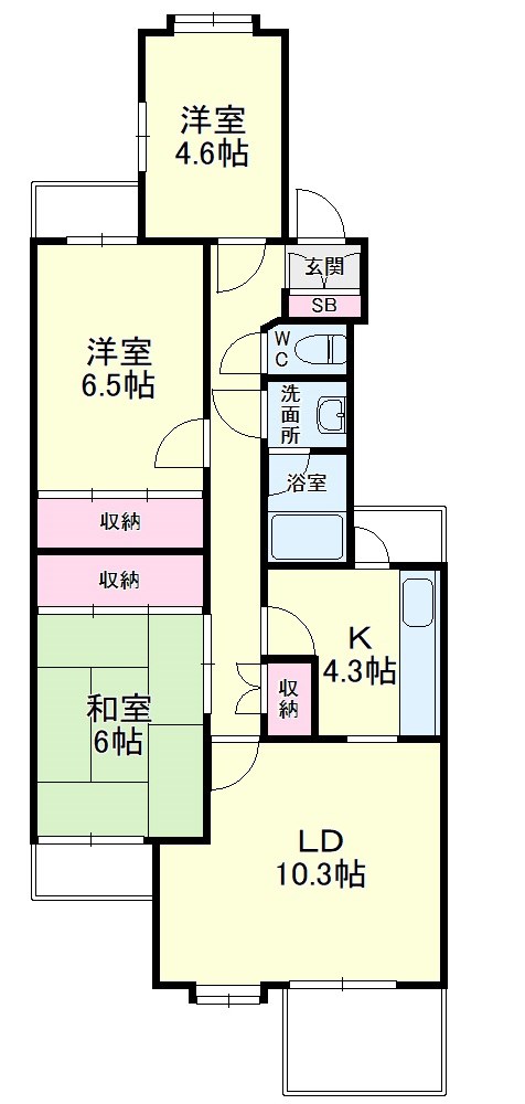 佐鳴湖パークタウン９号棟 205号室 間取り