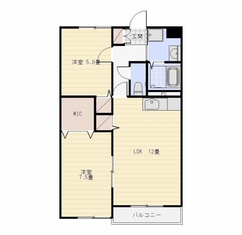 プリントス 2-D号室 間取り