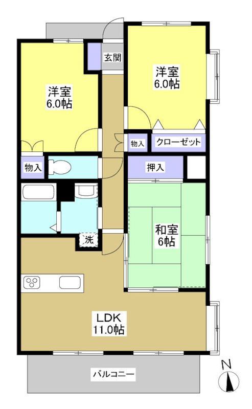 ライ・レ・ローゼ 201号室 間取り
