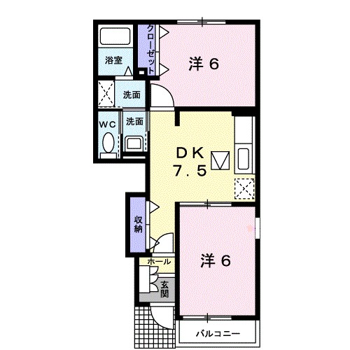 フォンティーヌ 105号室 間取り