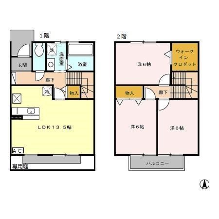 リビングタウン入野 B 103号室 間取り