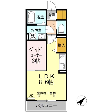 グランボア　B 306号室 間取り