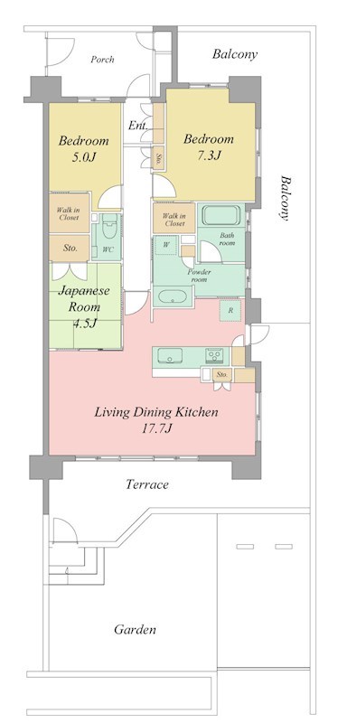 ブライトタウン早出ザ・コート(107) 0107号室 間取り