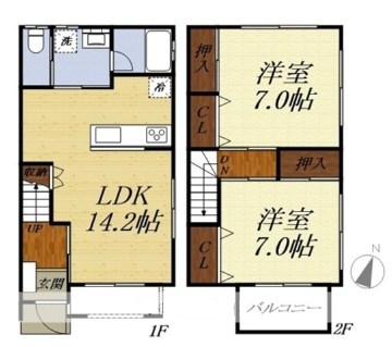 横須賀テラスハウス 二号室 間取り