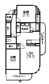 グランドール 201号室 間取り
