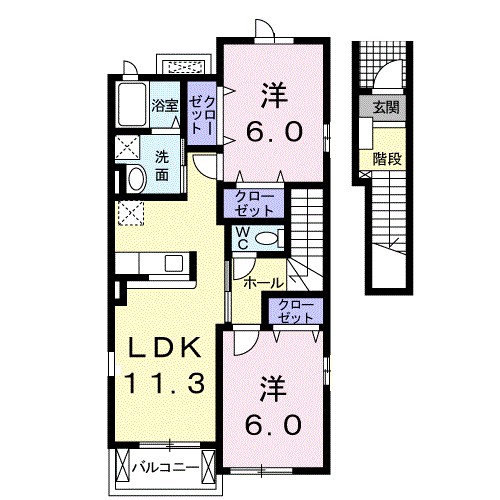カスタニエン 203号室 間取り