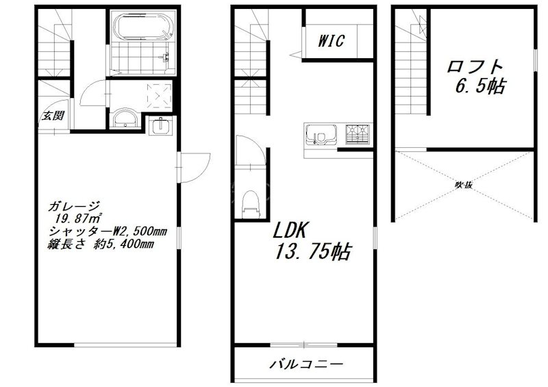 仮）貴布祢ガレージハウス 間取り