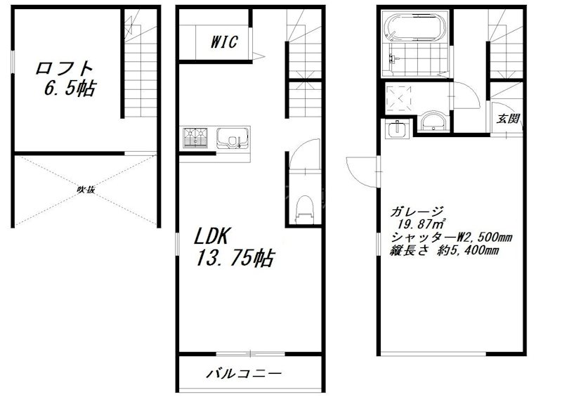 仮）貴布祢ガレージハウス 間取り