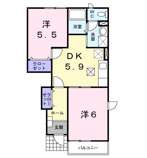 ブライトハオス　Ｗ・Ｍ 間取り