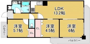 間取り クリアクレセント住之江 間取り図
