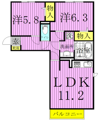 エスポワール　Ｅ 303号室 間取り