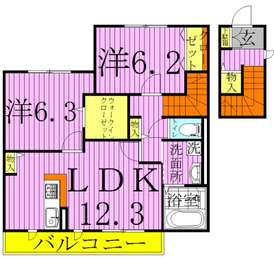 WEST　COURT　楓 202号室 間取り