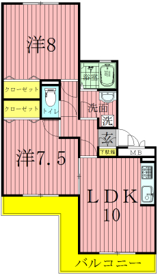 アルファタウン天王台 D202号室 間取り