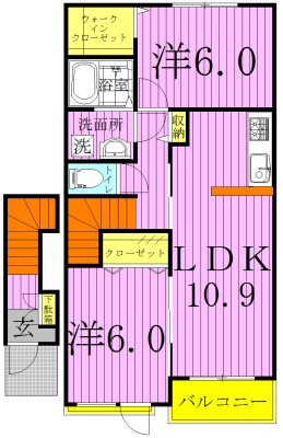 ボナポルタB 204号室 間取り