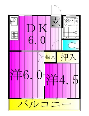 中台スカイコーポ 103号室 間取り