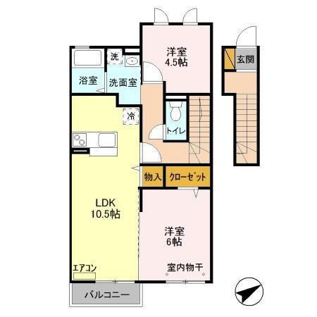 グランシャリオB 202号室 間取り
