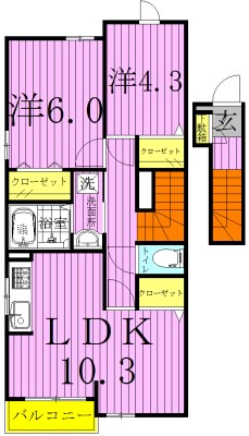 Ｒ．ラパン 203号室 間取り