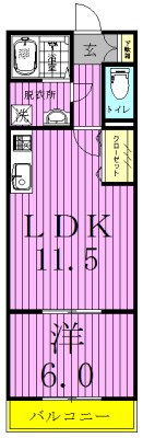 ＣＡＳＡ胡録台 103号室 間取り