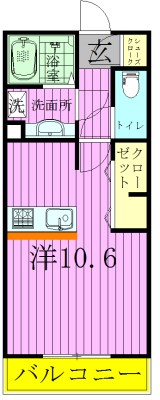 コンフォールドミール北松戸 102号室 間取り