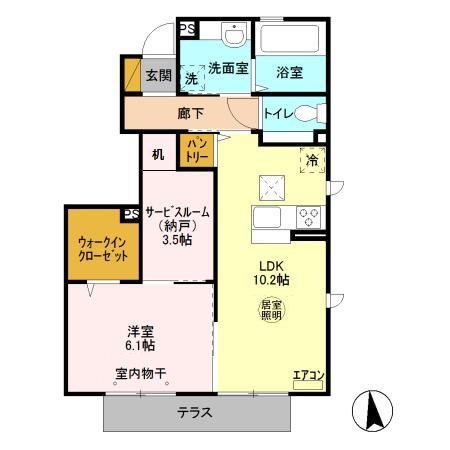 セジュールⅦ 101号室 間取り