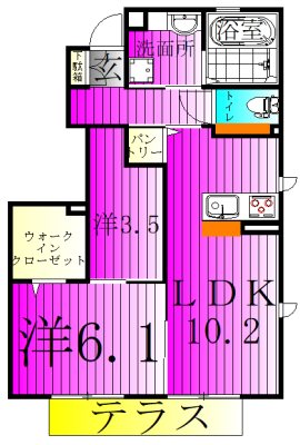 セジュールⅦ 101号室 間取り