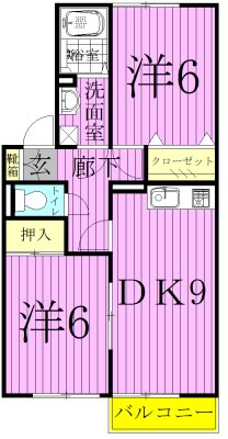 セジュール御堂の上 Ｂ201号室 間取り
