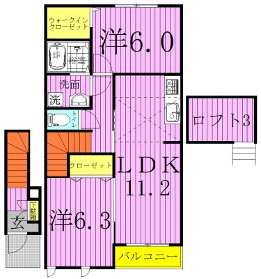 エスポワール 201号室 間取り
