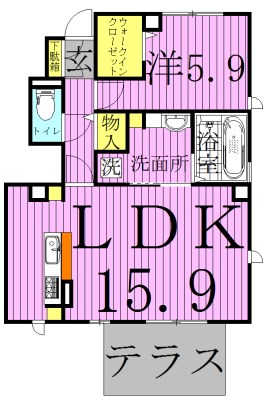 オルテンシアⅡ 101号室 間取り