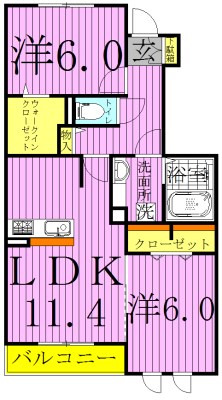 プラティークⅠ 102号室 間取り