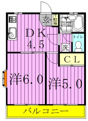 ジェイテラス北小金 201号室 間取り