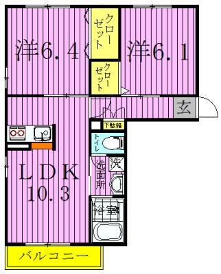 フルールⅥ番館 203号室 間取り