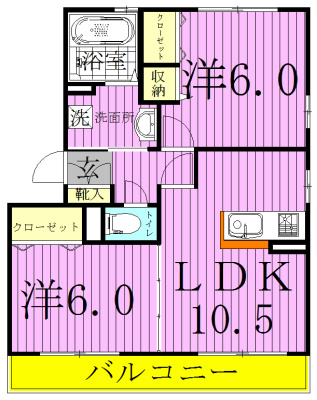 プリモ西白井Ｄ棟 101号室 間取り