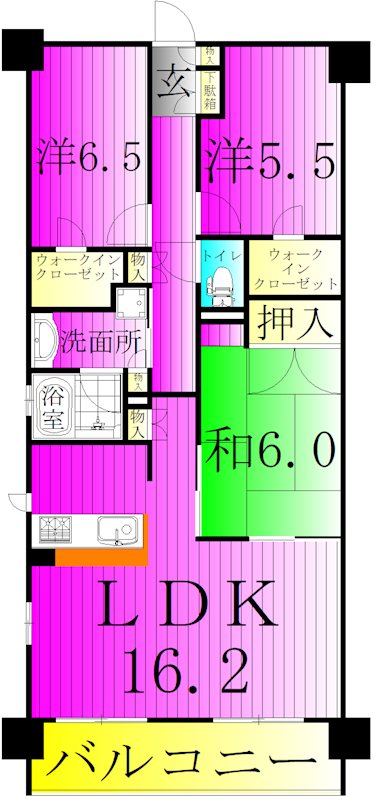 クレストフォルム柏サウスウイング 114号室 間取り