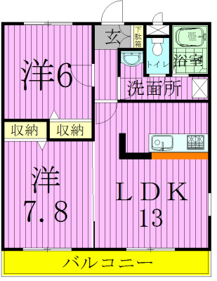 グランド・カオルⅡ  102号室 間取り