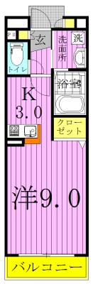 ハーヴェスト 303号室 間取り