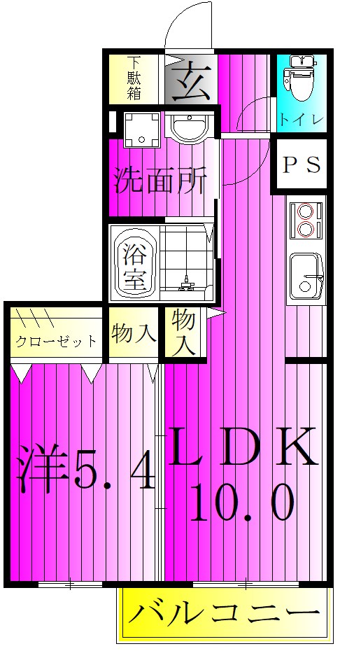 ガーデンヒルズA棟 102号室 間取り