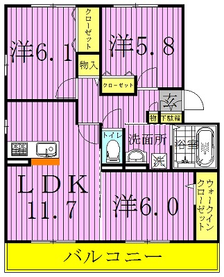 ジン　ハウス　Ａ 301号室 間取り