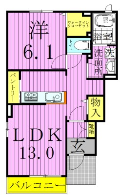 フォーシーズンズⅡ 102号室 間取り
