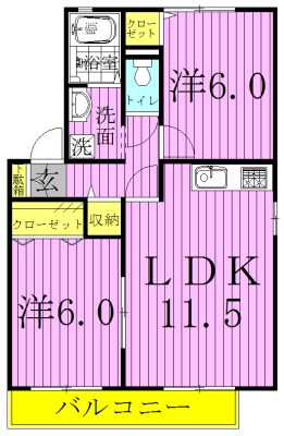 グリーンウェーブⅣ  201号室 間取り