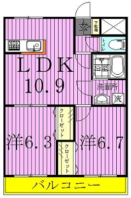 レインボーヴィレッジ 102号室 間取り