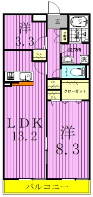 リブリ・マランドみのり台 207号室 間取り