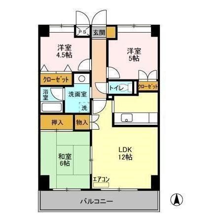 グランディス新八柱 402号室 間取り