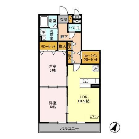 コスモヒルズ 202号室 間取り