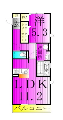 メルベーユおおたかの森　１号棟 307号室 間取り