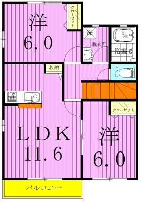 アイハイツＤ 201号室 間取り