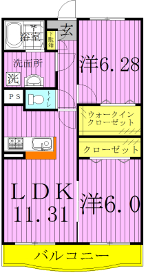 アジュール 304号室 間取り